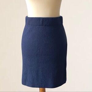 Lulus Knit Ribbed Navy Stretch Pencil Skirt NWT